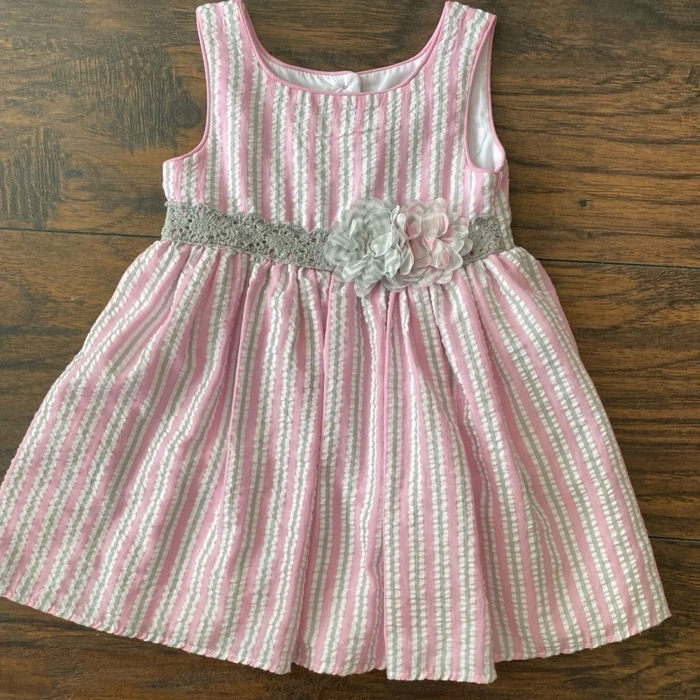 Marmellata Girls, Pink Seersucker Dress, Barbiecore, Size 18M